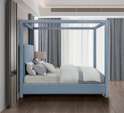 Emerson Linen Textured Queen Bed (3 Boxes) Light Blue - Gate FurnitureQueen Bed