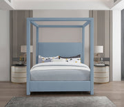 Emerson Linen Textured Queen Bed (3 Boxes) Light Blue - Gate FurnitureQueen Bed