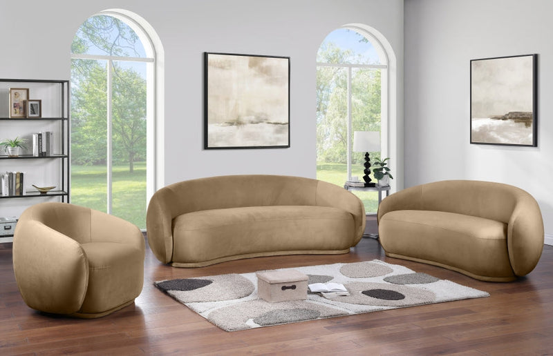 Emery 77" Velvet Upholstered Loveseat in Beige - 44044Beige-L