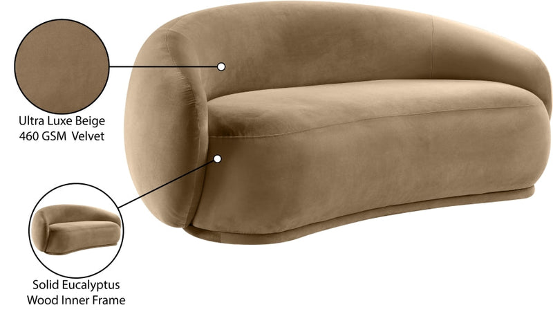 Emery 77" Velvet Upholstered Loveseat in Beige - 44044Beige-L