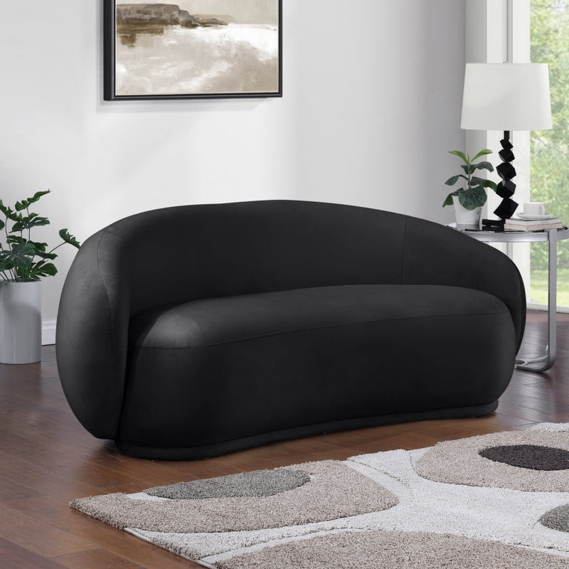 Emery 77" Velvet Upholstered Loveseat in Black - 44044Black-L