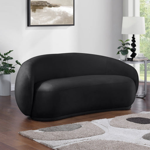 Emery 77" Velvet Upholstered Loveseat in Black - 44044Black-L