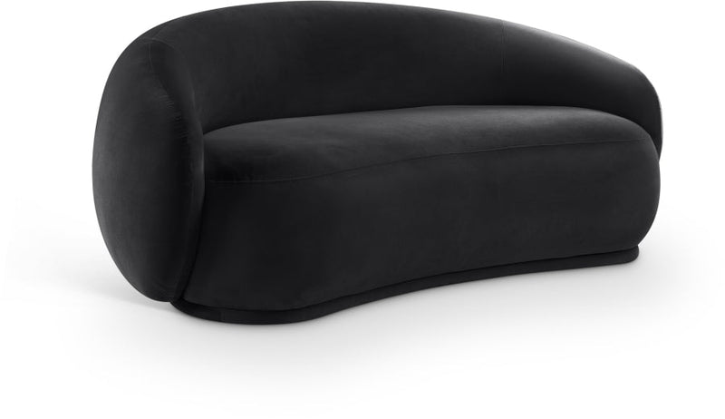 Emery 77" Velvet Upholstered Loveseat in Black - 44044Black-L