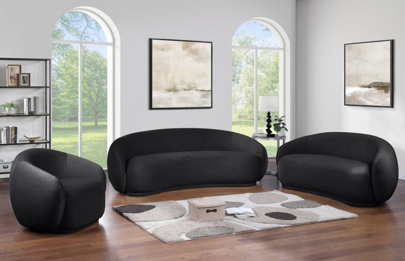 Emery 77" Velvet Upholstered Loveseat in Black - 44044Black-L