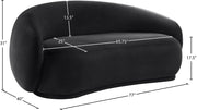 Emery 77" Velvet Upholstered Loveseat in Black - 44044Black-L