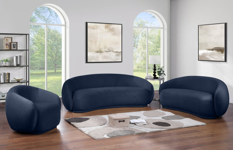 Emery 77" Velvet Upholstered Loveseat in Blue - 44044Navy-L