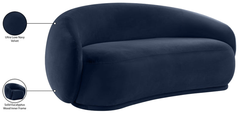 Emery 77" Velvet Upholstered Loveseat in Blue - 44044Navy-L