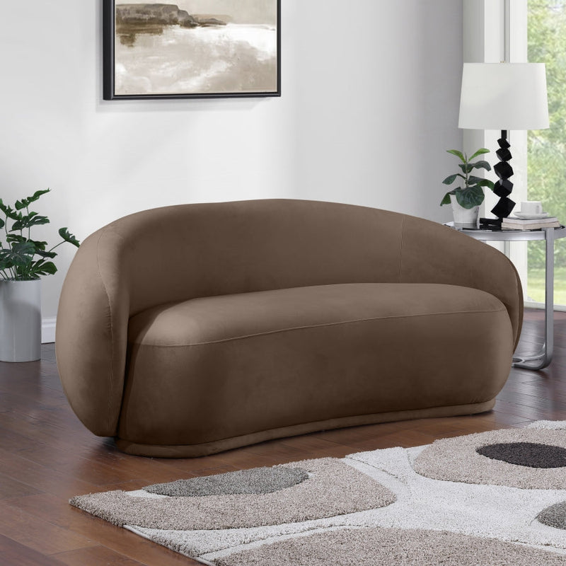 Emery 77" Velvet Upholstered Loveseat in Brown - 44044Brown-L