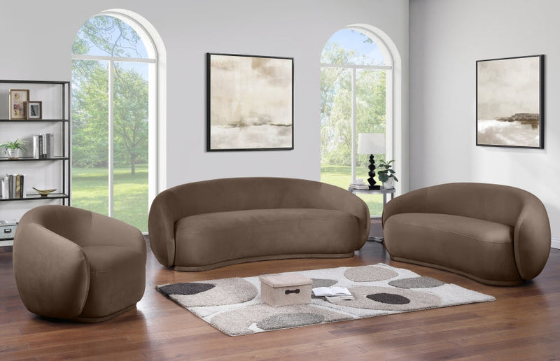 Emery 77" Velvet Upholstered Loveseat in Brown - 44044Brown-L