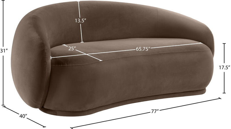 Emery 77" Velvet Upholstered Loveseat in Brown - 44044Brown-L