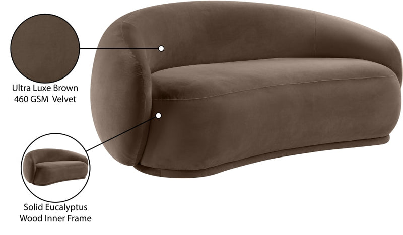 Emery 77" Velvet Upholstered Loveseat in Brown - 44044Brown-L