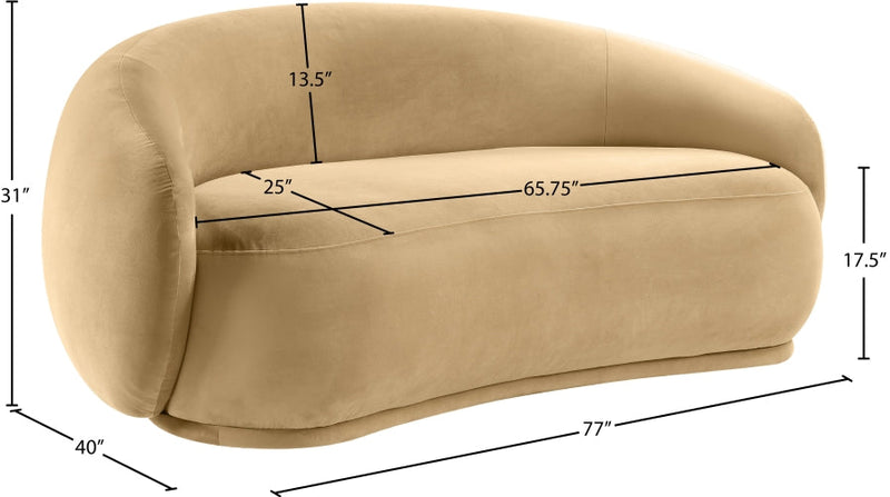 Emery 77" Velvet Upholstered Loveseat in Camel - 44044Camel-L