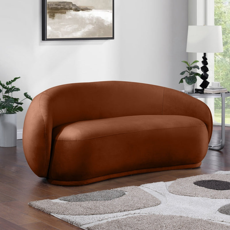 Emery 77" Velvet Upholstered Loveseat in Cognac - 44044Cognac-L
