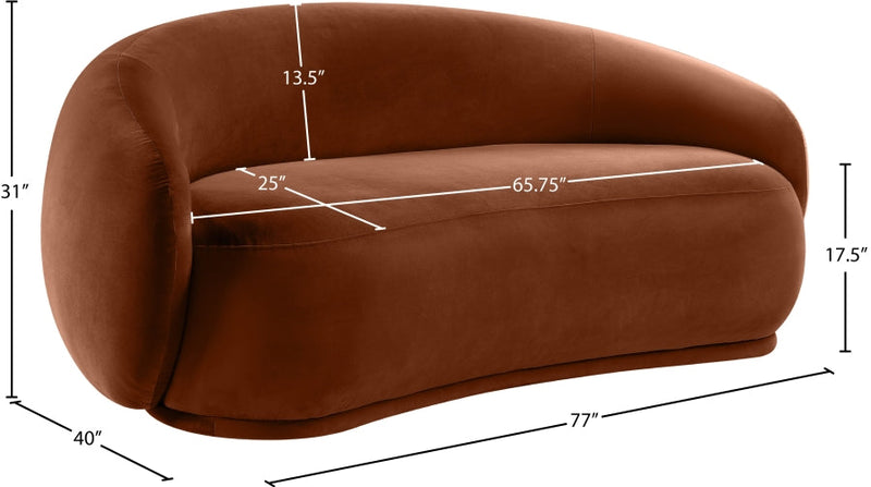 Emery 77" Velvet Upholstered Loveseat in Cognac - 44044Cognac-L