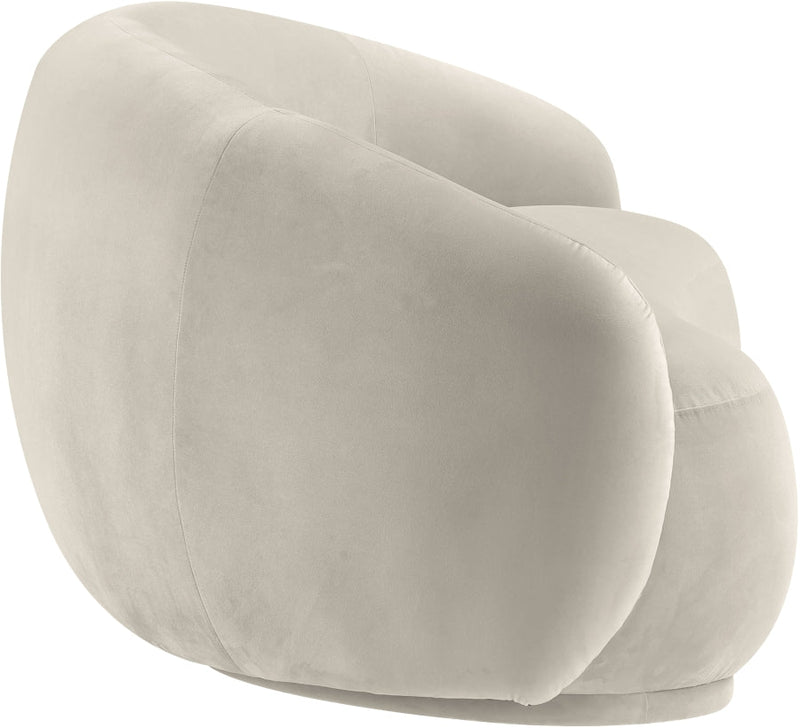 Emery 77" Velvet Upholstered Loveseat in Cream - 44044Cream-L
