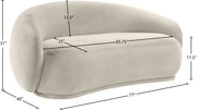 Emery 77" Velvet Upholstered Loveseat in Cream - 44044Cream-L