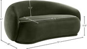 Emery 77" Velvet Upholstered Loveseat in Green - 44044Green-L