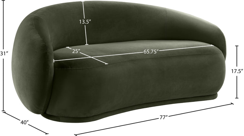 Emery 77" Velvet Upholstered Loveseat in Green - 44044Green-L