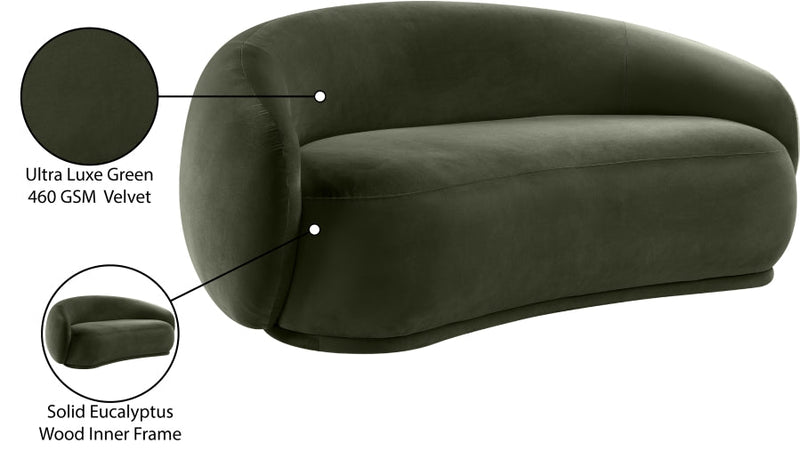 Emery 77" Velvet Upholstered Loveseat in Green - 44044Green-L