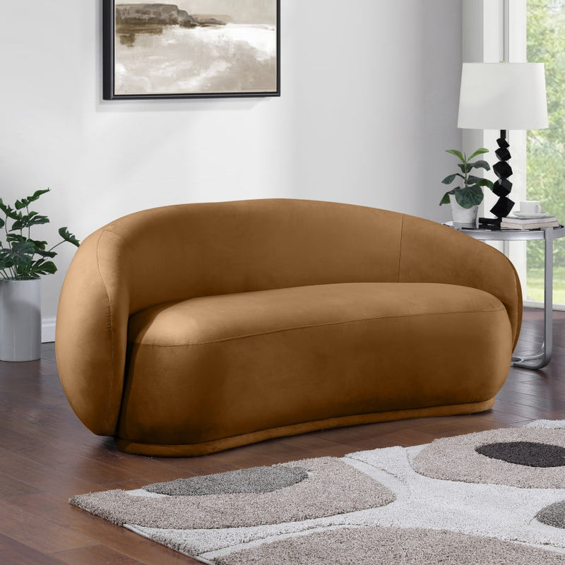 Emery 77" Velvet Upholstered Loveseat in Saddle - 44044Saddle-L