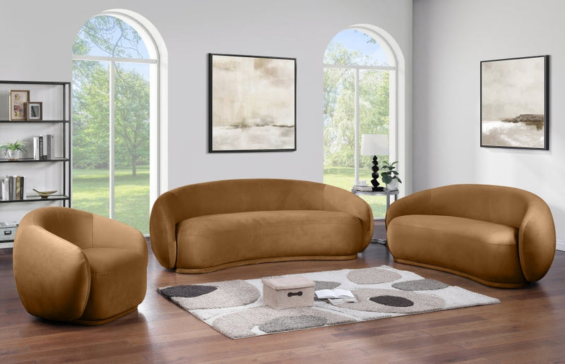 Emery 77" Velvet Upholstered Loveseat in Saddle - 44044Saddle-L