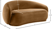 Emery 77" Velvet Upholstered Loveseat in Saddle - 44044Saddle-L