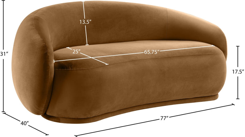 Emery 77" Velvet Upholstered Loveseat in Saddle - 44044Saddle-L