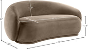 Emery 77" Velvet Upholstered Loveseat in Taupe - 44044Taupe-L