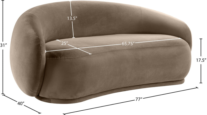 Emery 77" Velvet Upholstered Loveseat in Taupe - 44044Taupe-L