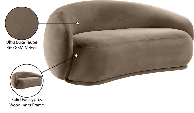 Emery 77" Velvet Upholstered Loveseat in Taupe - 44044Taupe-L