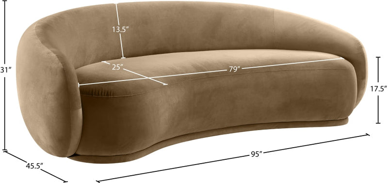 Emery 95" Velvet Upholstered Sofa in Beige - 44044Beige-S