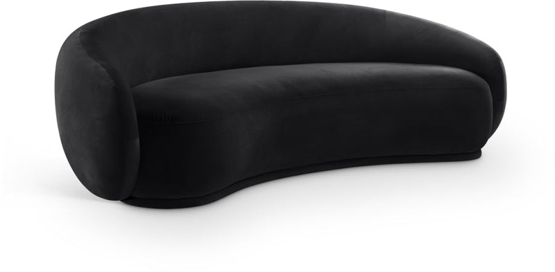 Emery 95" Velvet Upholstered Sofa in Black - 44044Black-S