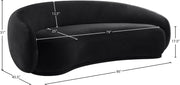 Emery 95" Velvet Upholstered Sofa in Black - 44044Black-S