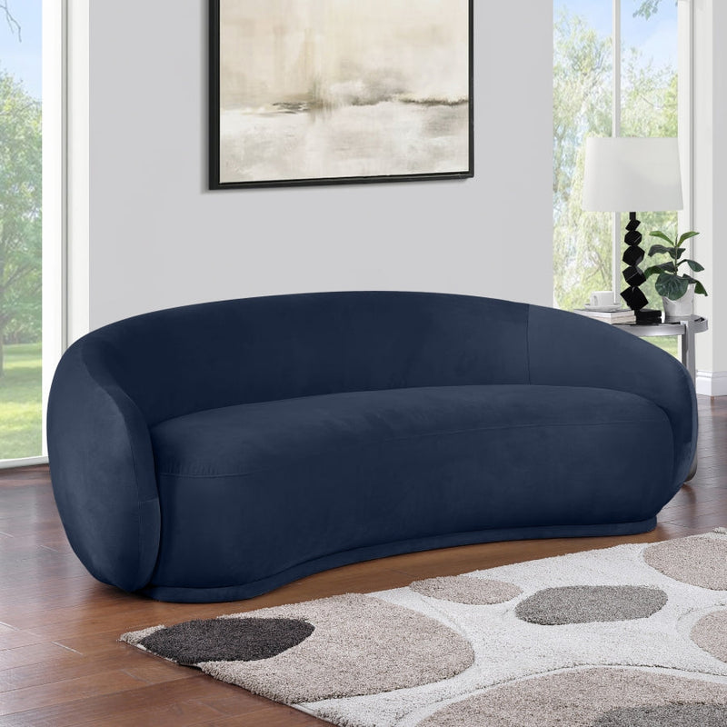 Emery 95" Velvet Upholstered Sofa in Blue - 44044Navy-S