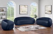 Emery 95" Velvet Upholstered Sofa in Blue - 44044Navy-S