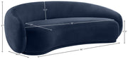 Emery 95" Velvet Upholstered Sofa in Blue - 44044Navy-S