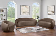 Emery 95" Velvet Upholstered Sofa in Brown - 44044Brown-S