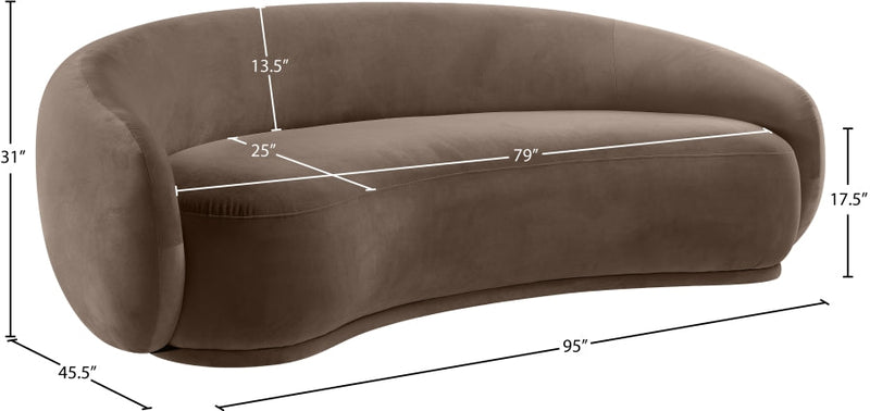 Emery 95" Velvet Upholstered Sofa in Brown - 44044Brown-S
