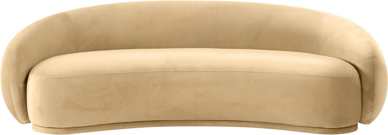 Emery 95" Velvet Upholstered Sofa in Camel - 44044Camel-S