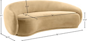 Emery 95" Velvet Upholstered Sofa in Camel - 44044Camel-S