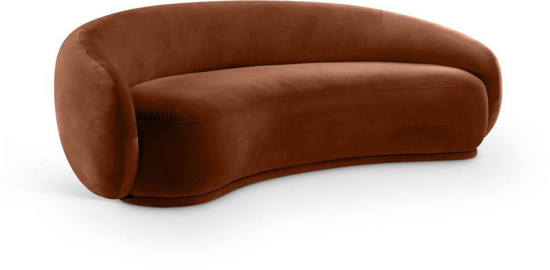 Emery 95" Velvet Upholstered Sofa in Cognac - 44044Cognac-S