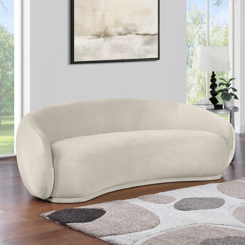 Emery 95" Velvet Upholstered Sofa in Cream - 44044Cream-S