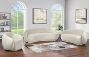 Emery 95" Velvet Upholstered Sofa in Cream - 44044Cream-S