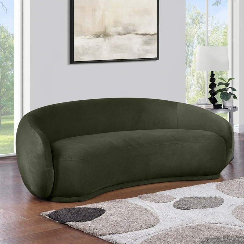 Emery 95" Velvet Upholstered Sofa in Green - 44044Green-S