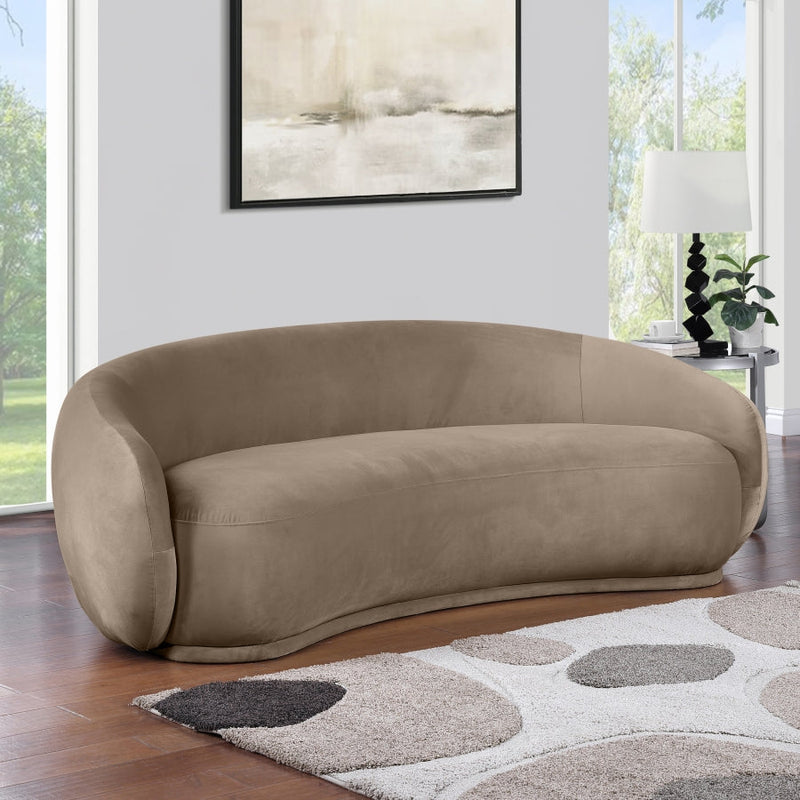 Emery 95" Velvet Upholstered Sofa in Taupe - 44044Taupe-S
