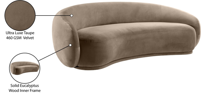Emery 95" Velvet Upholstered Sofa in Taupe - 44044Taupe-S