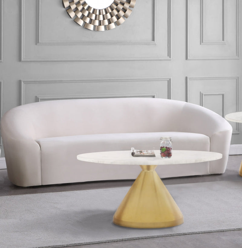 Emery Marble Top And Steel Base Coffee Table in White - 285-CT
