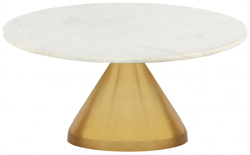 Emery Marble Top And Steel Base Coffee Table in White - 285-CT