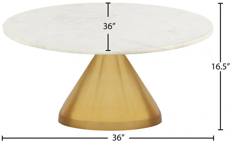 Emery Marble Top And Steel Base Coffee Table in White - 285-CT