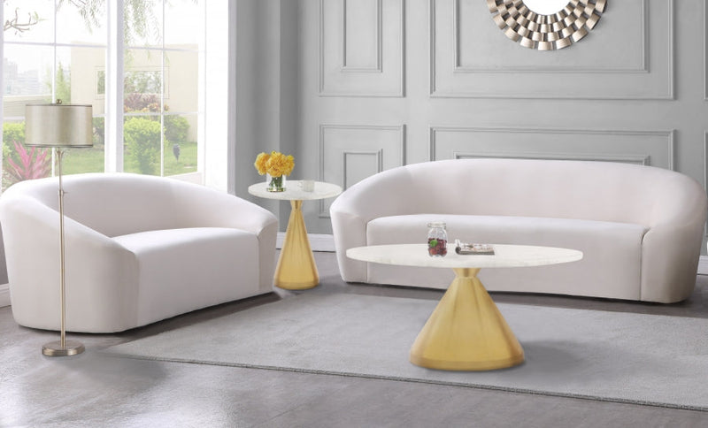 Emery Marble Top And Steel Base Coffee Table in White - 285-CT